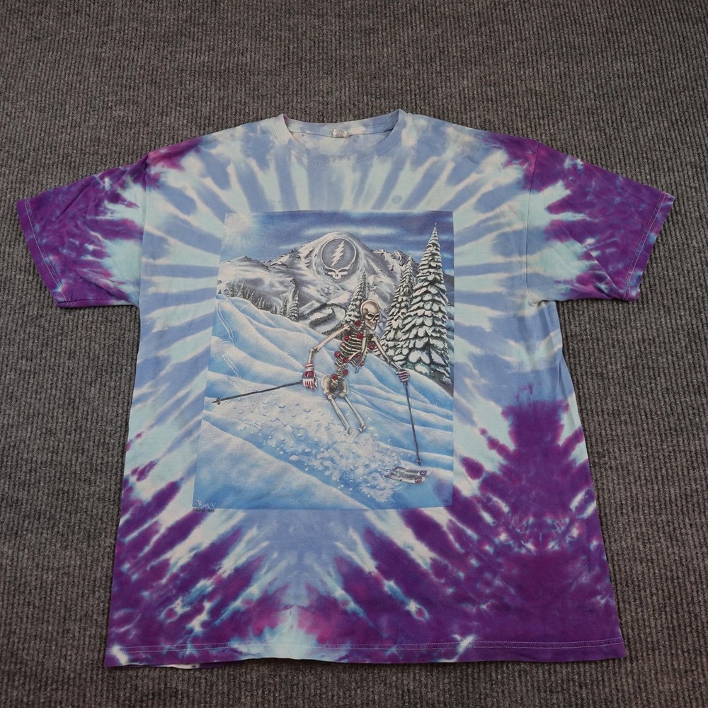 Vintage Grateful Dead Shirt Mens XL Multicolor Tie Dye Ski Skeleton Tee 1995